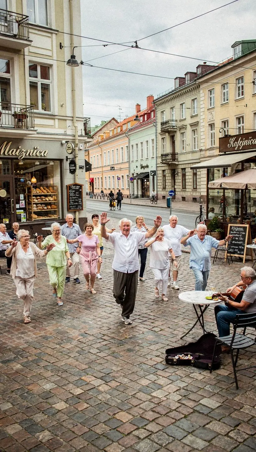 Seniors, kurš veic stiepšanās vingrinājumus, lai uzlabotu elastību un līdzsvaru.